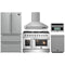 Forno 5-Piece Appliance Package - 48-inch Gas Range, Hood, Refrigerator, Dishwasher and 30-Inch Microwave Oven in Stainless Steel