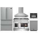 Forno 5-Piece Appliance Package - 48-inch Gas Range, Hood, Refrigerator, Dishwasher and 24-Inch Microwave Oven in Stainless Steel