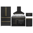 Forno 5-Piece Appliance Package - 48-inch Gas Range, Hood, Refrigerator, Dishwasher and 30-Inch Microwave Drawer in Black
