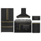Forno 5-Piece Appliance Package - 48-inch Gas Range, Hood, Refrigerator, Dishwasher and 30-Inch Microwave Drawer in Black