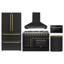 Forno 5-Piece Appliance Package - 48-inch Gas Range, Hood, Refrigerator, Dishwasher and 24-Inch Microwave Drawer in Black