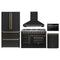 Forno 5-Piece Appliance Package - 48-inch Gas Range, Hood, Refrigerator, Dishwasher and 24-Inch Microwave Drawer in Black