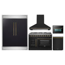 Forno 5-Piece Appliance Package - 48-inch Gas Range, Hood, Refrigerator, Dishwasher and 24-Inch Microwave Oven in Black