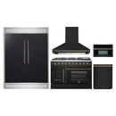 Forno 5-Piece Appliance Package - 48-inch Gas Range, Hood, Refrigerator, Dishwasher and 30-Inch Microwave Oven in Black