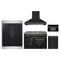 Forno 5-Piece Appliance Package - 48-inch Galiano French Door Gas Range, Hood, 60-Inch Built-In Refrigerator, Dishwasher and 30-Inch Microwave Oven in Black with Antique Brass Trim
