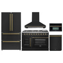 Forno 5-Piece Appliance Package - 48-inch Gas Range, Hood, Refrigerator, Dishwasher and 30-Inch Microwave Oven in Black
