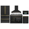 Forno 5-Piece Appliance Package - 48-inch Gas Range, Hood, Refrigerator, Dishwasher and 30-Inch Microwave Oven in Black