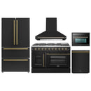 Forno 5-Piece Appliance Package - 48-inch Gas Range, Hood, Refrigerator, Dishwasher and 24-Inch Microwave Oven in Black