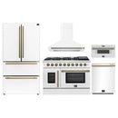 Forno 5-Piece Appliance Package - 48-inch Gas Range, Hood, Refrigerator, Dishwasher and 30-Inch Microwave Drawer in White