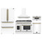 Forno 5-Piece Appliance Package - 48-inch Gas Range, Hood, Refrigerator, Dishwasher and 30-Inch Microwave Drawer in White