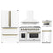 Forno 5-Piece Appliance Package - 48-inch Gas Range, Hood, Refrigerator, Dishwasher and 24-Inch Microwave Drawer in White