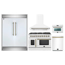 Forno 5-Piece Appliance Package - 48-inch Gas Range, Hood, Refrigerator, Dishwasher and 24-Inch Microwave Oven in White