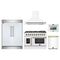 Forno 5-Piece Appliance Package - 48-inch Galiano French Door Gas Range, Hood, 60-Inch Built-In Refrigerator, Dishwasher and 24-Inch Microwave Oven in White with Antique Brass Trim