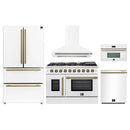 Forno 5-Piece Appliance Package - 48-inch Gas Range, Hood, Refrigerator, Dishwasher and 30-Inch Microwave Oven in White
