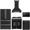 Forno 5-Piece Appliance Package - 30-inch Gas Range, Hood, Refrigerator, Dishwasher and 24-Inch Microwave Drawer in Black with Antique Brass Trim