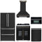 Forno 5-Piece Appliance Package - 30-inch Gas Range, Hood, Refrigerator, Dishwasher and 30-Inch Microwave Oven in Black with Antique Brass Trim