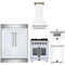 Forno 5-Piece Appliance Package - 30-inch Gas Range, Hood, Refrigerator, Dishwasher and 30-Inch Microwave Drawer in White with Antique Brass Trim