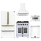 Forno 5-Piece Appliance Package - 30-inch Capriasca French Door Gas Range, Hood, 36-Inch French Door Refrigerator, Dishwasher and 24-Inch Microwave Drawer in White with Antique Brass Trim
