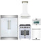 Forno 5-Piece Appliance Package - 30-inch Gas Range, Hood, Refrigerator, Dishwasher and 24-Inch Microwave Oven in White with Antique Brass Trim
