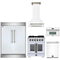 Forno 5-Piece Appliance Package - 30-inch Gas Range, Hood, Refrigerator, Dishwasher and 30-Inch Microwave Oven in White with Antique Brass Trim