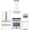Forno 5-Piece Appliance Package - 30-inch Gas Range, Hood, Refrigerator, Dishwasher and 24-Inch Microwave Oven in White with Antique Brass Trim
