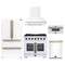 Forno 5-Piece Appliance Package - 36-inch Capriasca French Door Gas Range, Hood, 36-Inch French Door Refrigerator, Dishwasher and 30-Inch Microwave Drawer in White with Antique Brass Trim