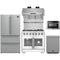 Forno 5-Piece Pro Appliance Package - 36-Inch Gas Range, Refrigerator, Wall Mount Hood with Backsplash, 24-Inch Microwave Drawer, & 3-Rack Dishwasher in Stainless Steel