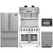 Forno 5-Piece Pro Appliance Package - 36-Inch Gas Range, Refrigerator, Wall Mount Hood with Backsplash, 24-Inch Microwave Oven, & 3-Rack Dishwasher in Stainless Steel