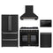 Forno 5-Piece Appliance Package - 36-inch Capriasca French Door Gas Range, Hood, 36-Inch French Door Refrigerator, Dishwasher and 24-Inch Microwave Drawer in Black with Antique Brass Trim