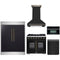 Forno 5-Piece Appliance Package - 36-inch Gas Range, Hood, Refrigerator, Dishwasher and 30-Inch Microwave Oven in Black with Antique Brass Trim