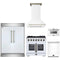 Forno 5-Piece Appliance Package - 36-inch Gas Range, Hood, Refrigerator, Dishwasher and 24-Inch Microwave Drawer in White with Antique Brass Trim