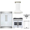 Forno 5-Piece Appliance Package - 36-inch Gas Range, Hood, Refrigerator, Dishwasher and 30-Inch Microwave Drawer in White with Antique Brass Trim