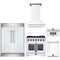 Forno 5-Piece Appliance Package - 36-inch Gas Range, Hood, Refrigerator, Dishwasher and 30-Inch Microwave Oven in White with Antique Brass Trim
