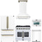 Forno 5-Piece Appliance Package - 36-inch Gas Range, Hood, Refrigerator, Dishwasher and 24-Inch Microwave Oven in White with Antique Brass Trim
