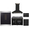 Forno 5-Piece Appliance Package - 48-inch Gas Range, Hood, Refrigerator, Dishwasher and 30-Inch Microwave Drawer in Black with Antique Brass Trim