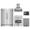 Forno 5-Piece Appliance Package - 30-Inch Galiano French Door Electric Range, Wall Mount Range Hood, 60-Inch Refrigerator, Dishwasher, and 24-Inch Microwave Drawer in Stainless Steel