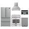 Forno 5-Piece Appliance Package - 30-Inch Galiano French Door Electric Range, Wall Mount Range Hood, 36-Inch Refrigerator, Dishwasher, and 30-Inch Microwave Oven in Stainless Steel
