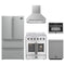 Forno 5-Piece Appliance Package - 30-Inch Galiano French Door Electric Range, Wall Mount Range Hood, 36-Inch Refrigerator, Dishwasher, and 24-Inch Microwave Oven in Stainless Steel