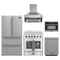 Forno 5-Piece Appliance Package - 30-Inch Galiano French Door Electric Range, Wall Mount Range Hood, 36-Inch Refrigerator, Dishwasher, and 24-Inch Microwave Oven in Stainless Steel
