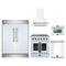 Forno 5-Piece Appliance Package - 30-Inch Galiano French Door Electric Range, Wall Mount Range Hood, 60-Inch Refrigerator, Dishwasher, and 24-Inch Microwave Oven in White with Antique Brass Trim