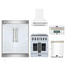 Forno 5-Piece Appliance Package - 30-Inch Galiano French Door Electric Range, Wall Mount Range Hood, 60-Inch Refrigerator, Dishwasher, and 30-Inch Microwave Oven in White with Antique Brass Trim