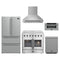 Forno 5-Piece Appliance Package - 36-Inch Galiano French Door Electric Range, Wall Mount Range Hood, 36-Inch Refrigerator, Dishwasher, and 30-Inch Microwave Drawer in Stainless Steel