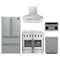 Forno 5-Piece Appliance Package - 36-Inch Galiano French Door Electric Range, Wall Mount Range Hood, 36-Inch Refrigerator, Dishwasher, and 30-Inch Microwave Oven in Stainless Steel