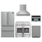 Forno 5-Piece Appliance Package - 36-Inch Galiano French Door Electric Range, Wall Mount Range Hood, 36-Inch Refrigerator, Dishwasher, and 30-Inch Microwave Oven in Stainless Steel