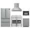 Forno 5-Piece Appliance Package - 36-Inch Galiano French Door Electric Range, Wall Mount Range Hood, 36-Inch Refrigerator, Dishwasher, and 24-Inch Microwave Oven in Stainless Steel
