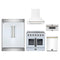 Forno 5-Piece Appliance Package - 36-Inch Galiano French Door Electric Range, Wall Mount Range Hood, 60-Inch Refrigerator, Dishwasher, and 30-Inch Microwave Drawer in White with Antique Brass Trim