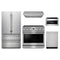 Thor Kitchen 5-Piece Appliance Package - 36-Inch Electric Range, French Door Refrigerator, Under Cabinet Hood, Dishwasher, & Microwave Drawer in Stainless Steel
