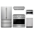 Thor Kitchen 5-Piece Appliance Package - 36-Inch Propane Gas Range, French Door Refrigerator, Under Cabinet Hood, Dishwasher, & Microwave Drawer in Stainless Steel
