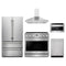 Thor Kitchen 5-Piece Appliance Package - 36-Inch Propane Gas Range, French Door Refrigerator, Wall Mount Hood, Dishwasher, & Microwave Drawer in Stainless Steel
