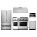 Thor Kitchen 5-Piece Appliance Package - 48-Inch Natural Gas Range, French Door Refrigerator, Under Cabinet Hood, Dishwasher, & Microwave Drawer in Stainless Steel